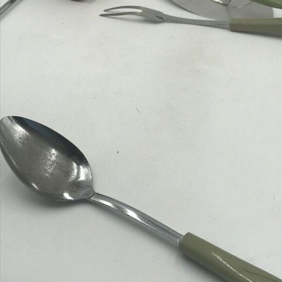 Vintage Chromium Plated Ekco USA Kitchen Utensil Lot Avocado Green Campbells S&P - Picture 5 of 12